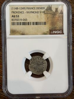 NGC AU53 Medieval France Silver Denier (1148-1249) – 800+ Years Old