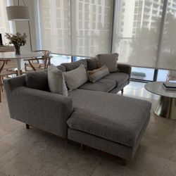 WEST ELM SECTIONAL SOFA GRAY SOFA REMOVABLE COVERS