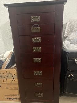 Standing Jewelry Armoire with Mirror