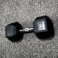 40lb Rubber Hex Dumbbell 