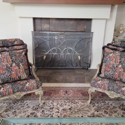 GILTWOOD FAUTEUIL ARMCHAIRS w/Needlework Covering 