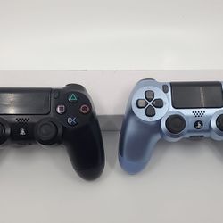 2 Sony PS4 Dualshock Controllers Black And Blue