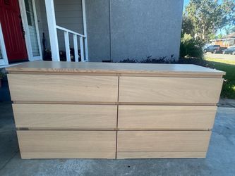 BROWN OAK (6) DRAWER DRESSER