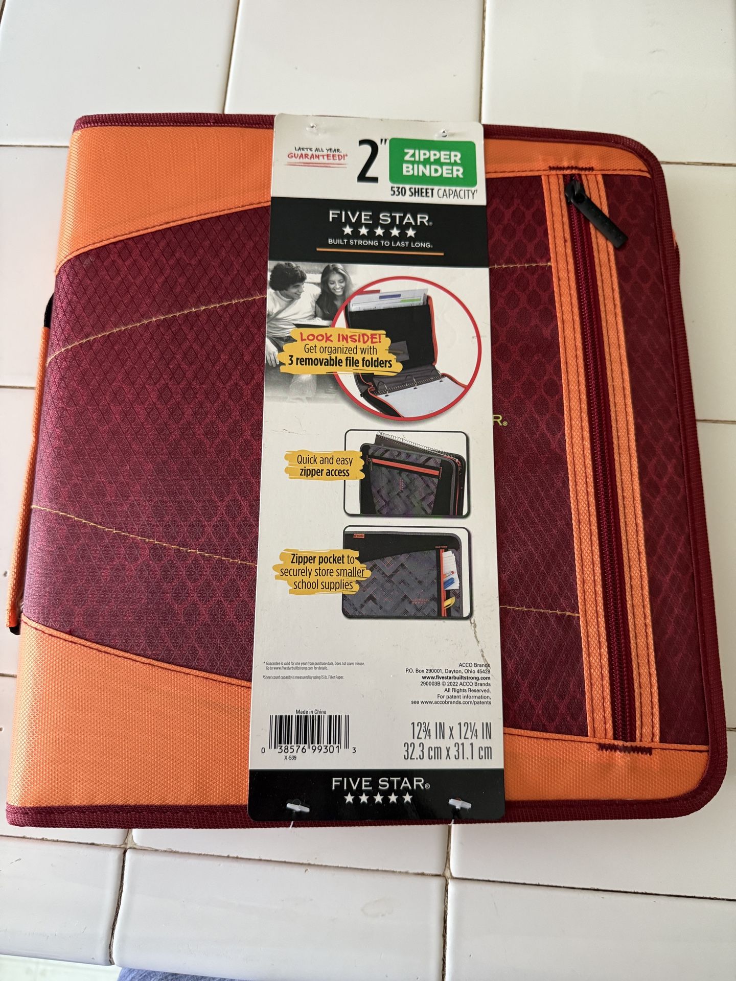 Five Star 2”Zipper Binder