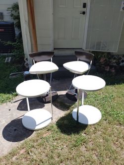 Two Modern Bar Stools and Side Tables Set
