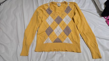 Argyle Mustard Yellow Sweater