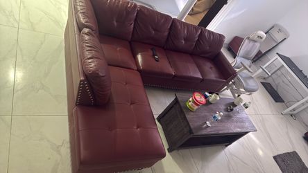 Leather Sofa sectional with side table