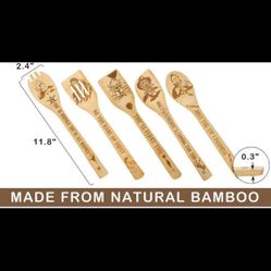 6Pcs Horror Movie Character Cooking Gift Set Wooden Spoons
