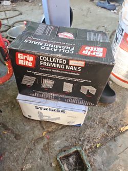 Collated framing nails striker grip rite