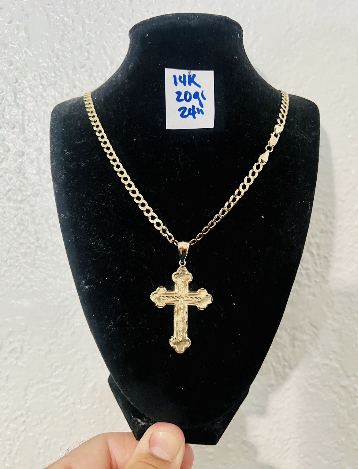 For Wedding 14K Solid Gold Chain and Pendant 20Gr 24 Inches Long