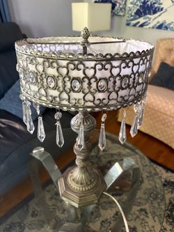 Silver Crystal Drop Table Lamp