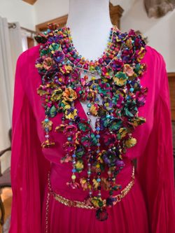 Hot Pink Pleated Wide-Leg Pantsuit with Belt