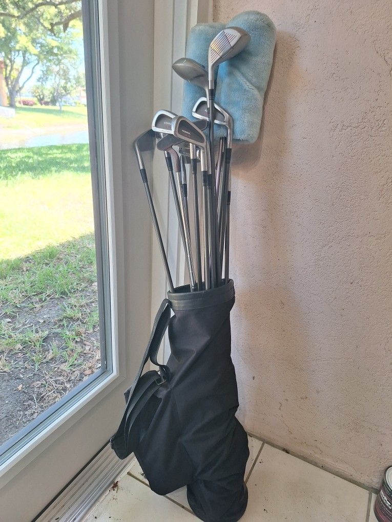 Set Of 15 GOLF CLUBS In A Black Bag
