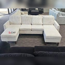 Corduroy U Shaped Double Chaise Sectional Sofa  - Limited Time Offer 