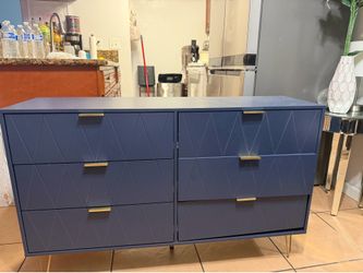 Modern Navy Blue 6-Drawer Dresser