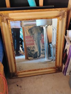 Vintage 1980s Gold Gilt And Milk Paint Mirror
