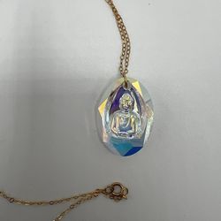 Buddha Crystal Necklace Gold Plated