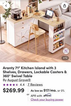Kitchen Island with 360° Swivel Table