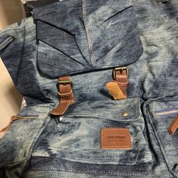 Large Multi Pocket Denim Backpack 