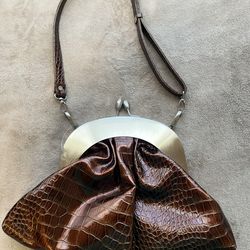 Vintage 1950  Purse Croc Glossy