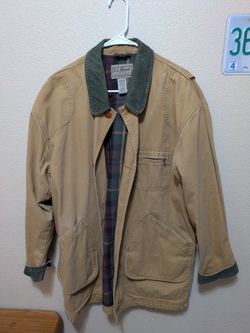 Vintage LL Bean Jacket LARGE Tan Canvas Coat