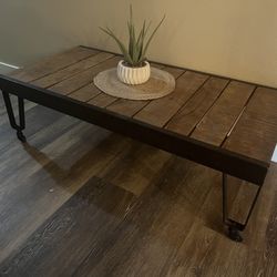 Unique Industrial Rustic Wood/Metal Coffee Table