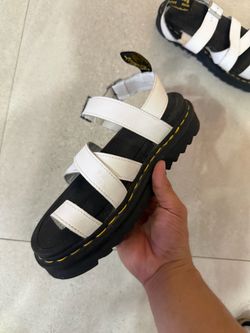 Dr. Martens White Leather Platform Sandals