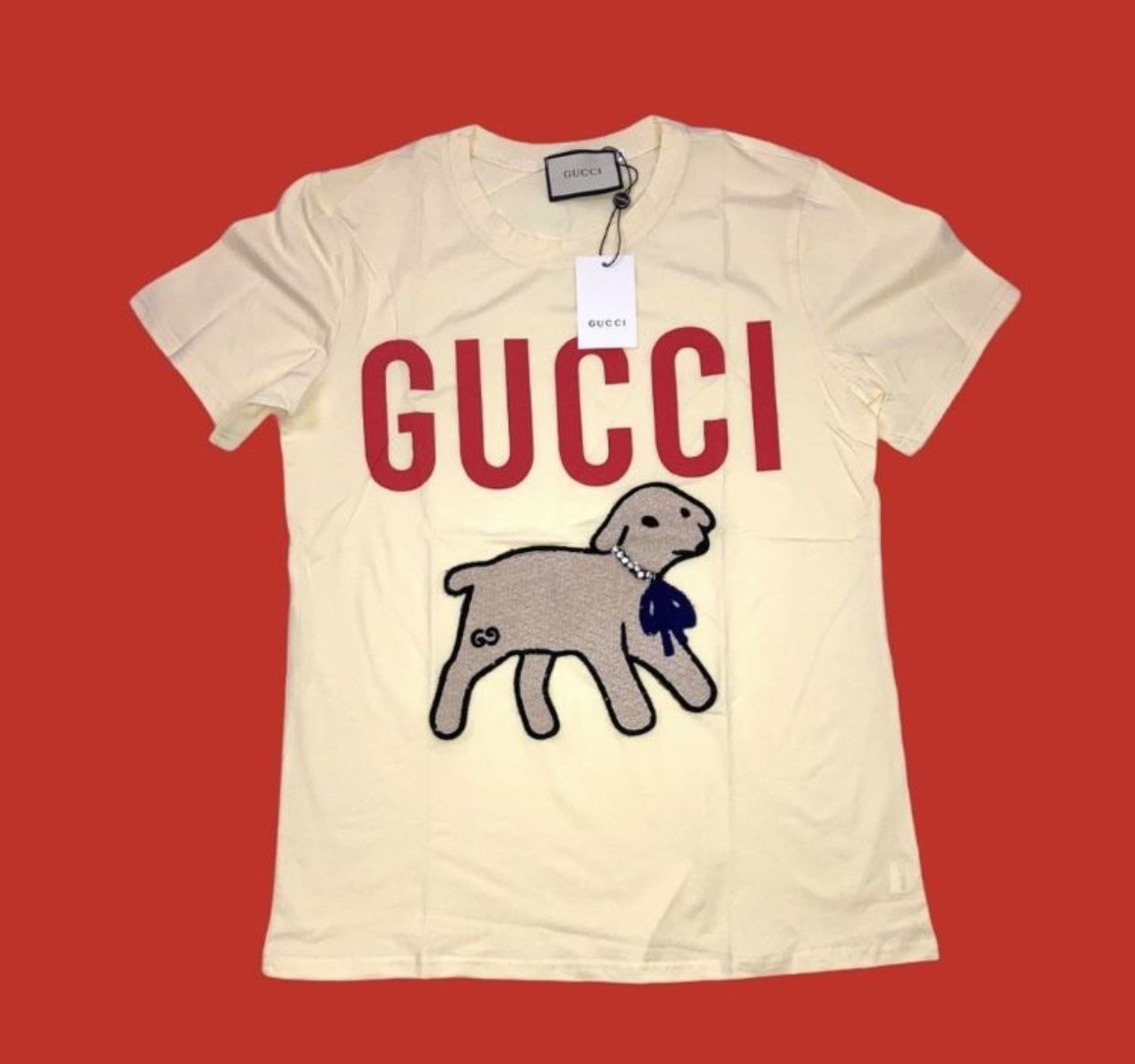 NWT Gucci Sheep 3D Emblem Tan Unisex Shirt
