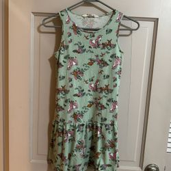 H&M | Unicorns & Bunny Rabbits Floral Girls Tank Top Dress Size 8/10