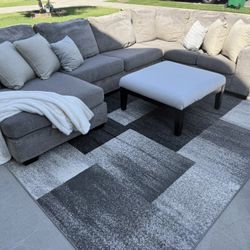 Gray Ashley 3-Piece Sectional Sofa w/ Chaise + Free Ottoman & Rug!
