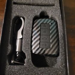 Smart Key Fob Case Carbon Fiber Pattern Plastic Black Silicone Cover Compatible with Toyota Avalon Camry Corolla Highlander RAV4 2 3 4 Button Keyless 