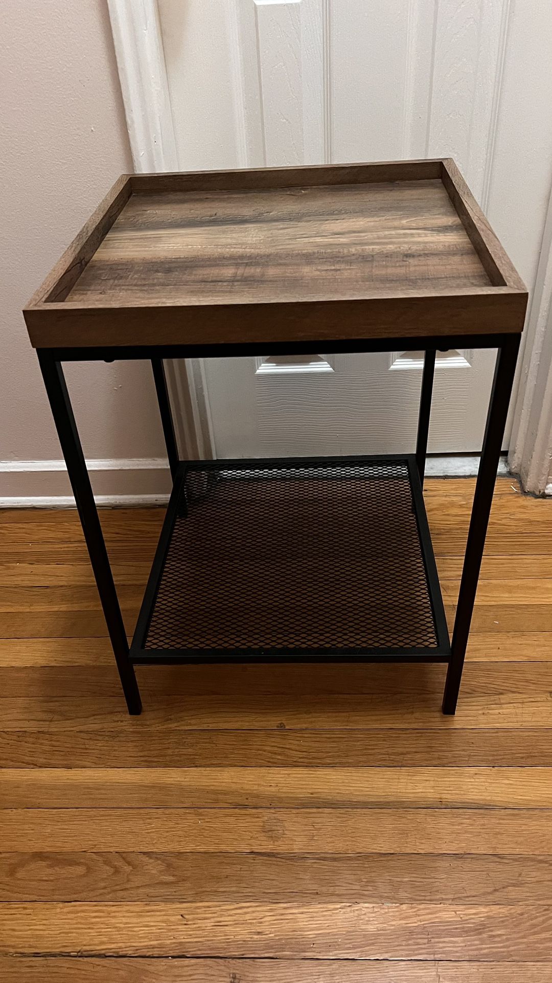 Wood and Metal Side Table - 18” Square