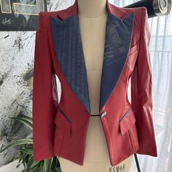 One in the world custom made genuine lamb skin Leather Jacket Size Small 