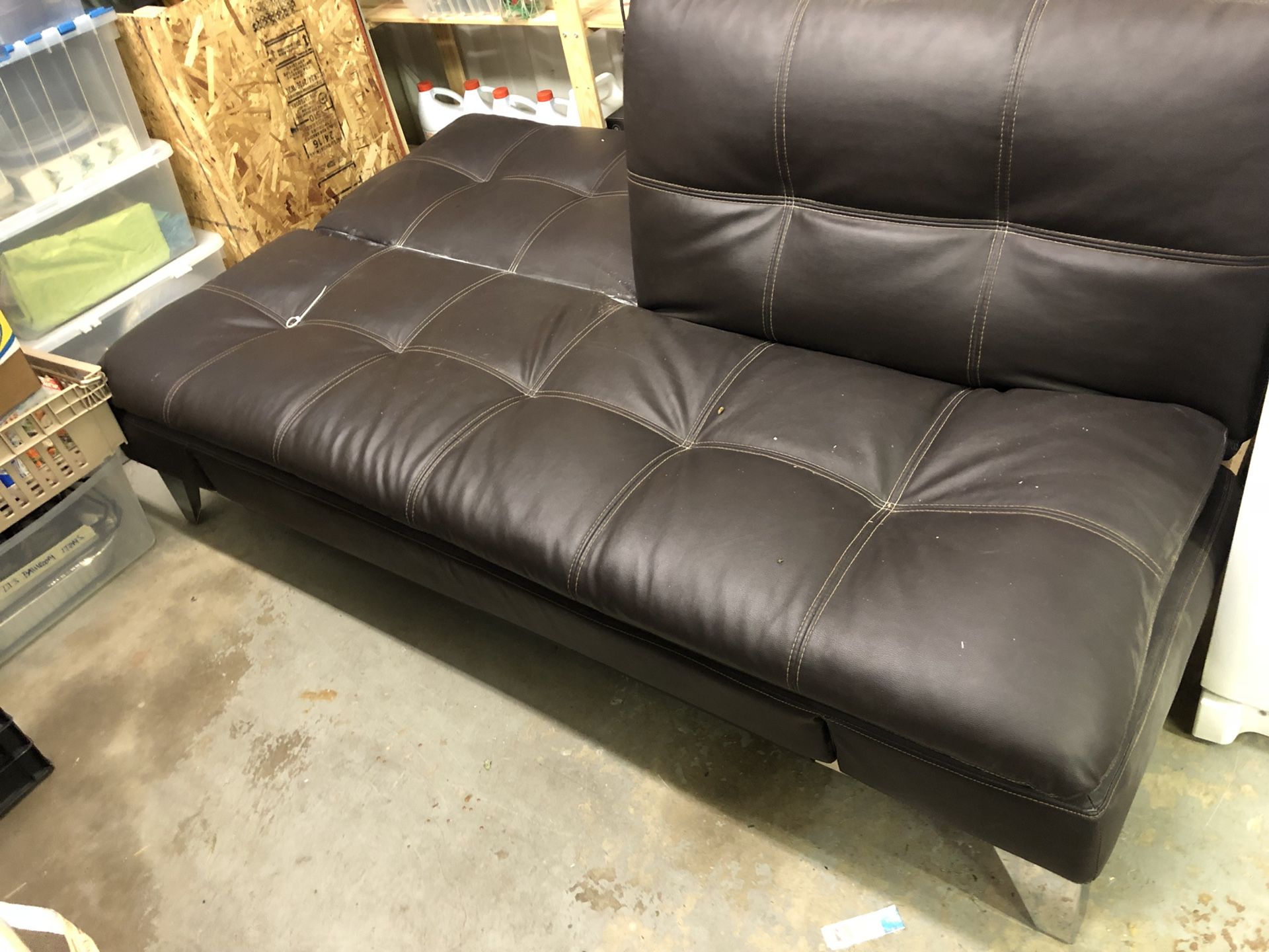 Leather Adjustable Futon Couch