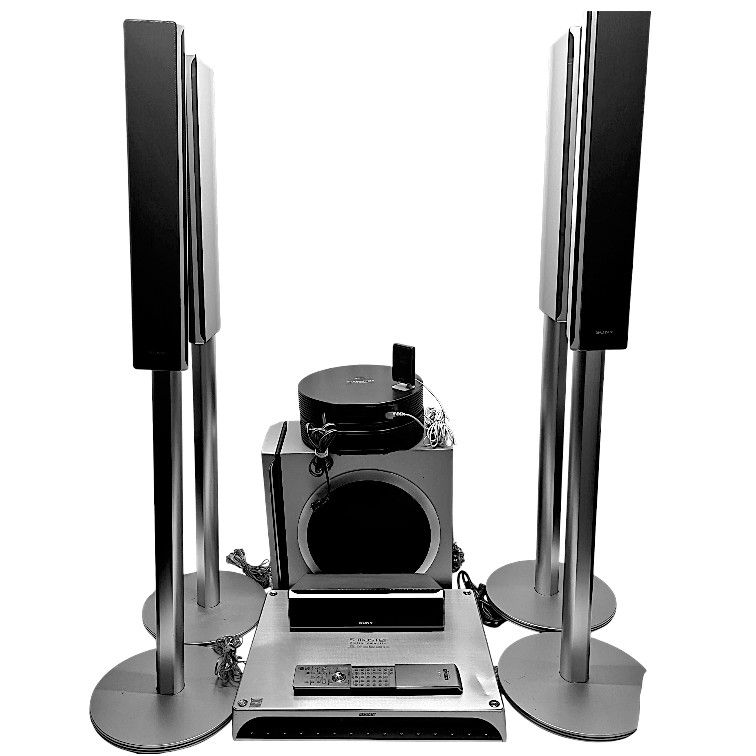 Sony Surround Sound Speaker System DVD Home Theater DAV-FX100W S-Master Digi Amp1 CntSp 2 SurL6R 2 FrtLGR Sub Woofer Blu-Ray DVD TESTED