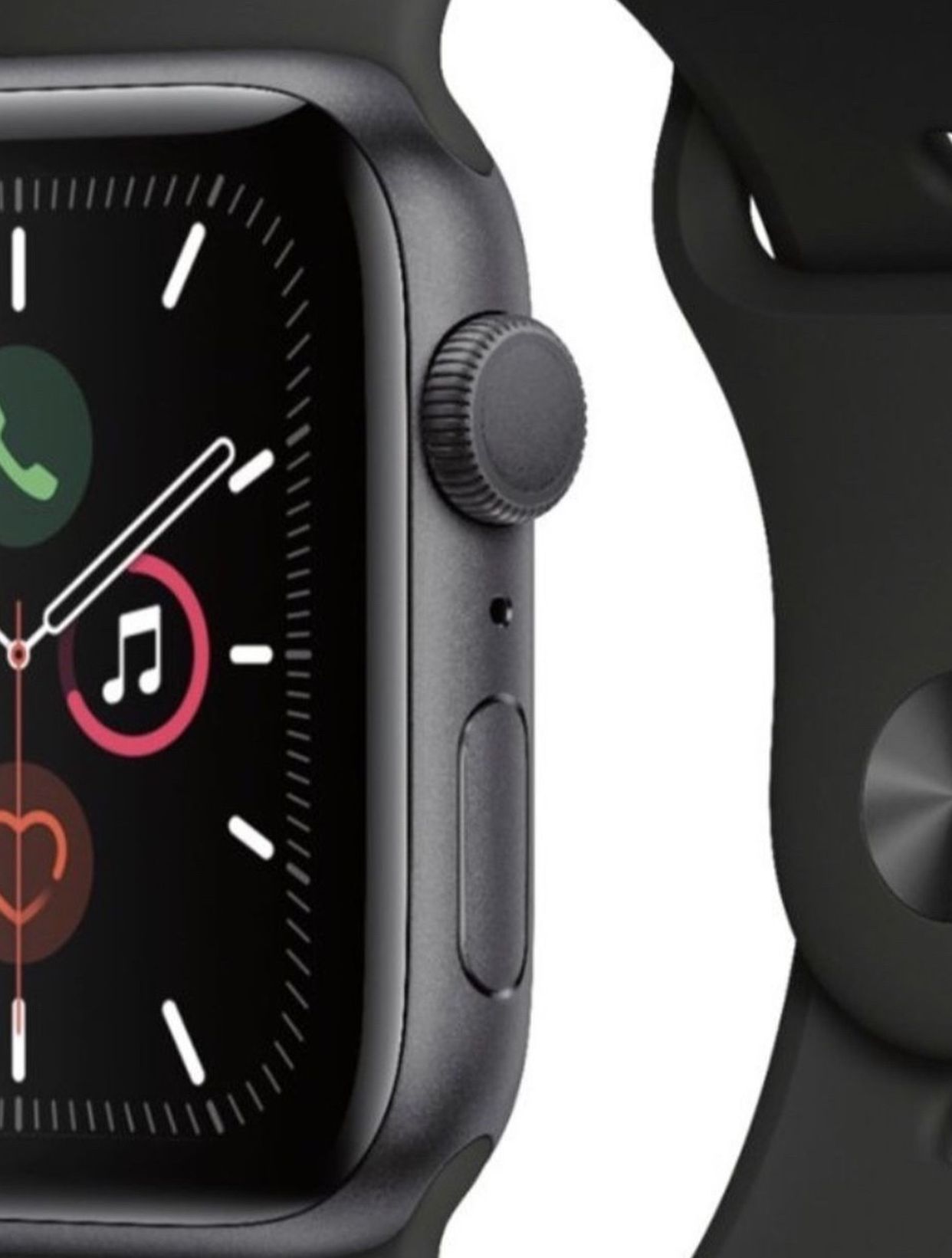 Apple Watch Series 5 (GPS) 44mm Space Gray Aluminum Case with Black Sport Band - Space Gray Aluminum