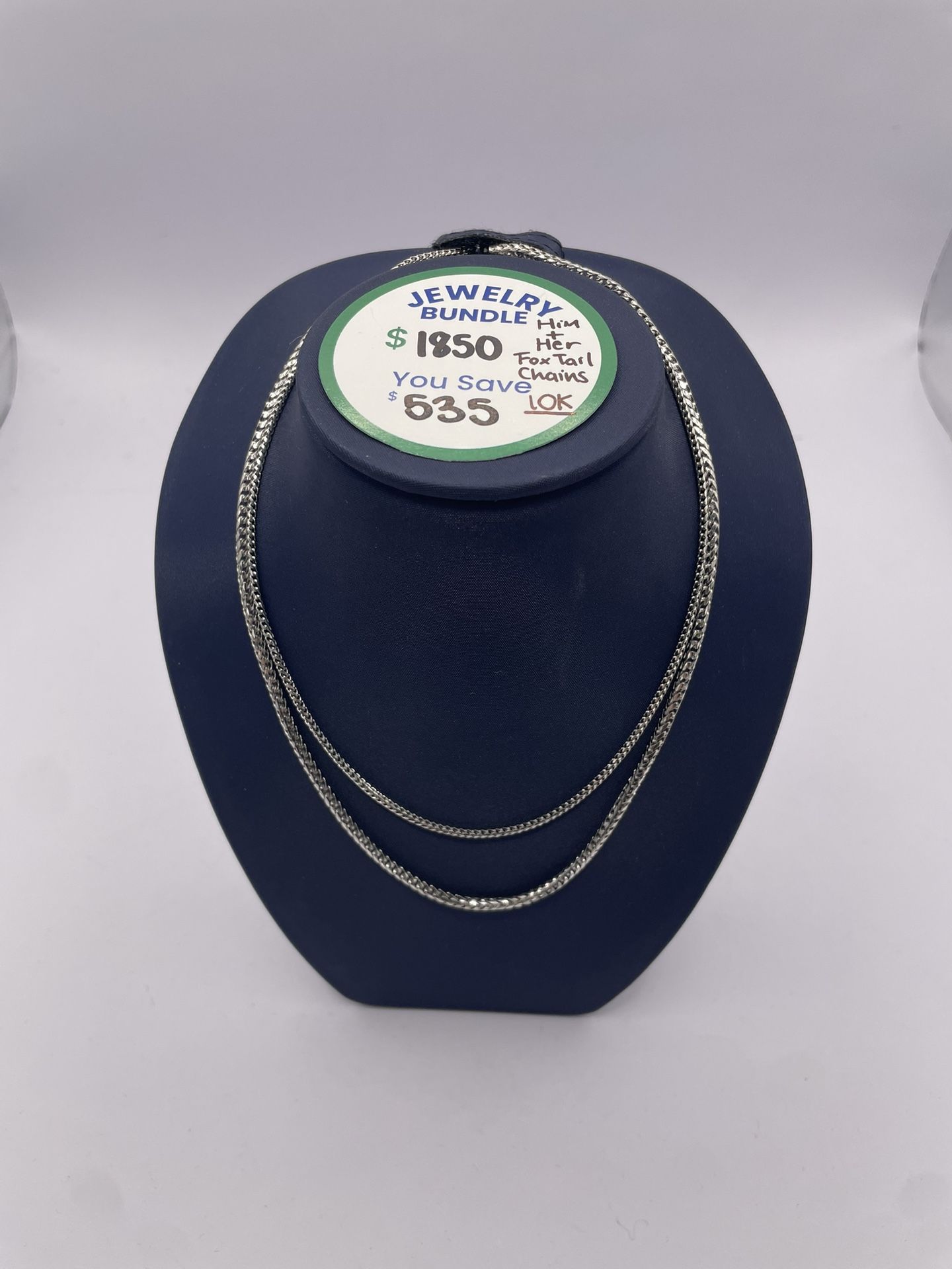 Jewelry Bundle, 10k White Gold Fox Tail Chains