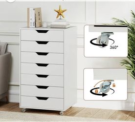 Costway 7-Drawer Chest Mobile File Cabinet Vertical Filing Organizer with Lockable Wheels White