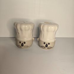 Ceramic Chef Hat Salt & Pepper Shakers Set of 2 White/Beige Glossy