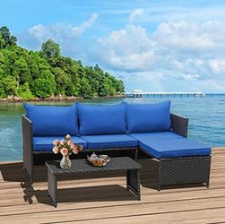 New 3-Piece Outdoor PE Rattan Furniture Set 