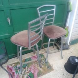 Two Bar Stools 24 Inches From The Floor To The Top Of The Seat