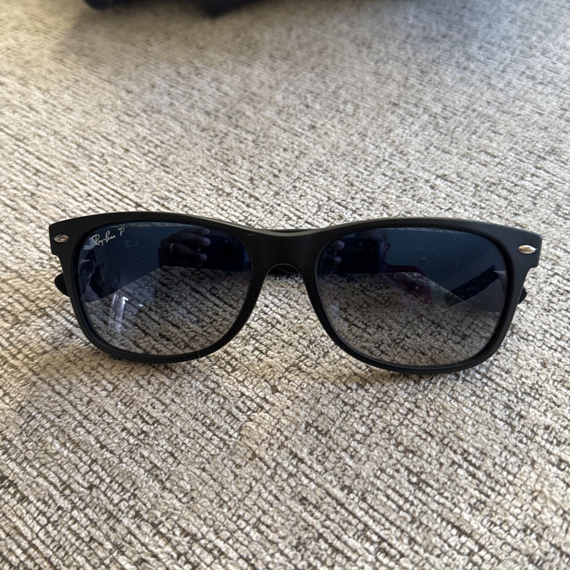 Polarized Wayfarer Matte Ray Bans. Blue/Grey Lenses