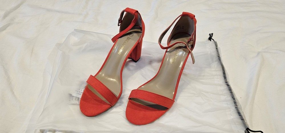Dream PARIS RED ORANGE BLOCK HEELS