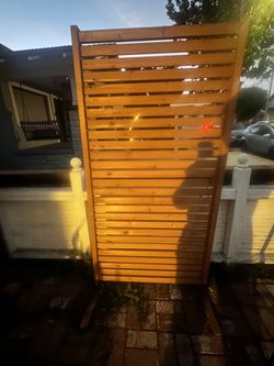 6 ft. H x 3 ft. W Freestanding or Surface,Mounted Slatted Premium Wood Privacy Screen