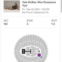 3x Tate McRae: Miss Possessive 9/26/25 Tickets
