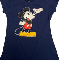Disney Mickey Mouse Navy Blue Graphic T-Shirt - Size M