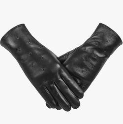 Winter Leather Gloves, Warm Wool Lining Finger Touchscreen Texting Genuine sheepskin leather gloves suitable for outdoor activities in winter, such as