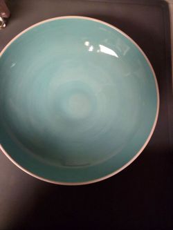 Large blue and teal ceramic salad/ serving bowl