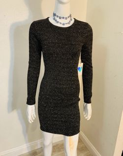 IRIS Small Sparkly Glitter Backless Long Sleeve Bodycon Mini Dress-NWT
