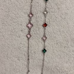 Clover Crush Duo — Blush Pink & Jewel-Tone Adjustable Bracelet Set